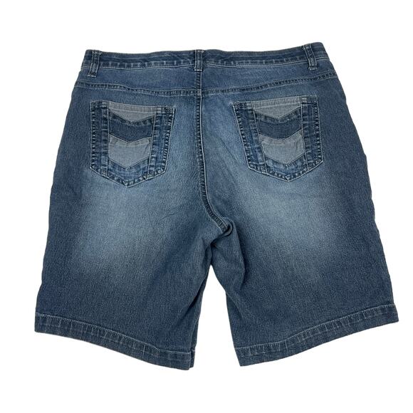 Faded Glory Denim Bermuda Shorts Stretch Waist Patchwork Pocket Plus Size 16W - Picture 1 of 9